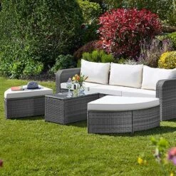 Firenze Five-Section Rattan Daybed - Dark Grey -Van Meuwen G2580 FIRENZE RATTAN DAY BED LS 3